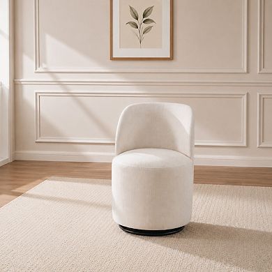 Heybly 360° Swivel Upholstered Barrel Dining Chair, Round Back
