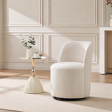Heybly 360° Swivel Upholstered Barrel Dining Chair, Round Back