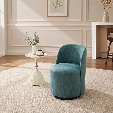 Heybly 360° Swivel Upholstered Barrel Dining Chair, Round Back