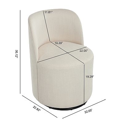 Heybly 360° Swivel Upholstered Barrel Dining Chair, Round Back