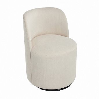 Heybly 360° Swivel Upholstered Barrel Dining Chair, Round Back