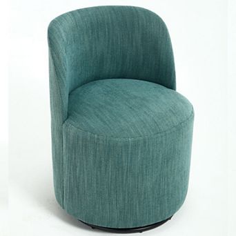 Heybly 360° Swivel Upholstered Barrel Dining Chair, Round Back