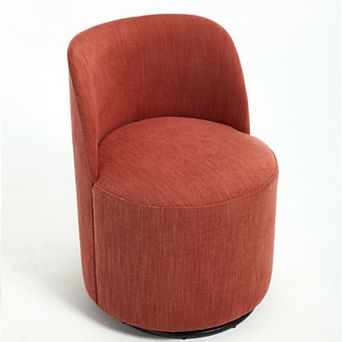Heybly 360° Swivel Upholstered Barrel Dining Chair, Round Back