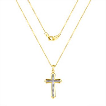 Forever Radiant Diamond Accent Prong Cross Pendant Necklace