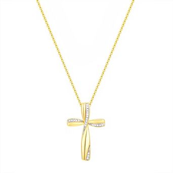 Forever Radiant Diamond Accent 3D Cross Pendant Necklace