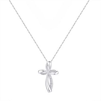 Forever Radiant Diamond Accent Twisted Cross Pendant Necklace