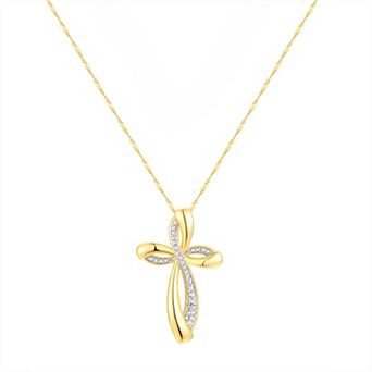 Forever Radiant Diamond Accent Twisted Cross Pendant Necklace
