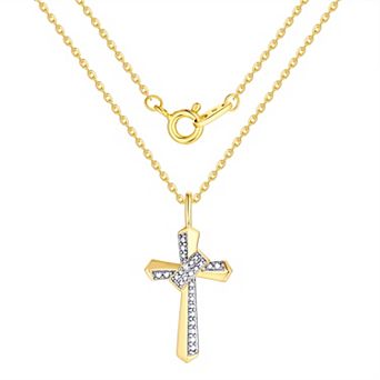 Forever Radiant Diamond Accent Wrapped Cross Pendant Necklace