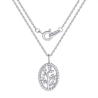 Forever Radiant Fine Silver & 14k Gold Flash-Plated Diamond Accent Family Tree Pendant Necklace