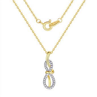 Forever Radiant 14k Gold & Fine Silver Flash Plated Round Diamond Accent Infinity Pendant Necklace