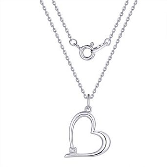 Forever Radiant Fine Silver & 14k Gold Flash-Plated Diamond Accent Open Heart Pendant Necklace
