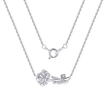 Forever Radiant Fine Silver Plated Round Diamond Accent Flower Pendant Necklace