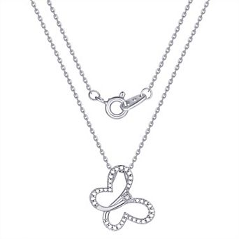 Forever Radiant Fine Silver Plated Diamond Accent Open Butterfly Pendant Necklace