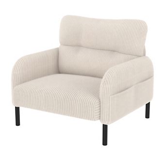 Heybly Corduroy Accent Chair with Side Pockets for Living Room or Bedroom