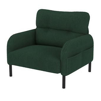 Heybly Corduroy Accent Chair with Side Pockets for Living Room or Bedroom