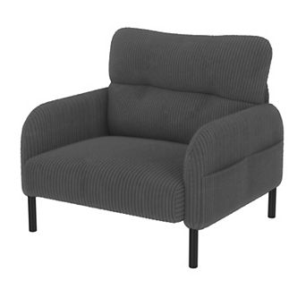 Heybly Corduroy Accent Chair with Side Pockets for Living Room or Bedroom