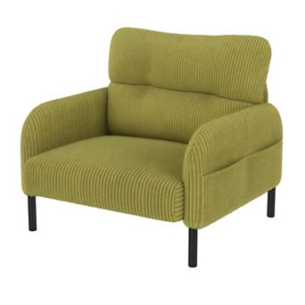 Heybly Corduroy Accent Chair with Side Pockets for Living Room or Bedroom