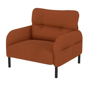 Heybly Corduroy Accent Chair with Side Pockets for Living Room or Bedroom