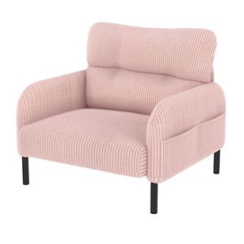 Heybly Corduroy Accent Chair with Side Pockets for Living Room or Bedroom