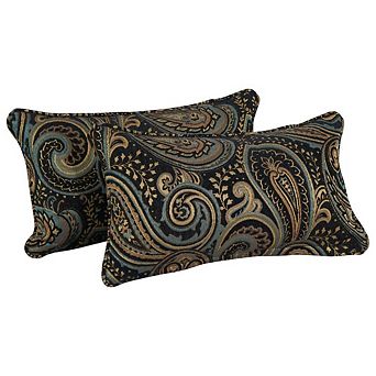 Blazing Needles Double-corded Patterned Jacquard Chenille Rect. Throw Pillows Inserts (Set of 2)