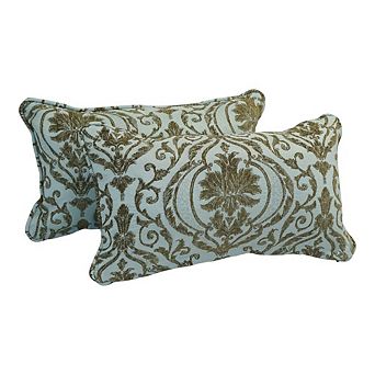 Blazing Needles Double-corded Patterned Jacquard Chenille Rect. Throw Pillows Inserts (Set of 2)