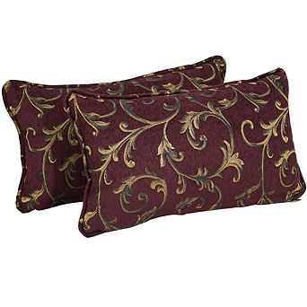 Blazing Needles Double-corded Patterned Jacquard Chenille Rect. Throw Pillows Inserts (Set of 2)