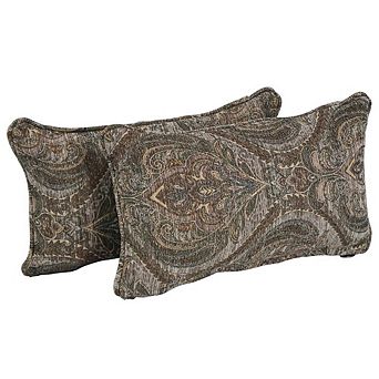 Blazing Needles Double-corded Patterned Jacquard Chenille Rect. Throw Pillows Inserts (Set of 2)