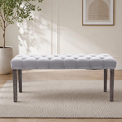 Heybly Velvet Tufted Upholstered Bench Ottoman for Entryway
