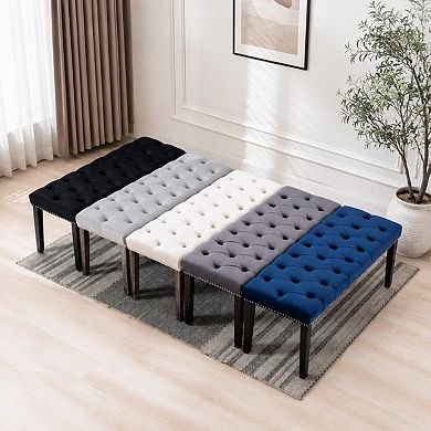 Heybly Velvet Tufted Upholstered Bench Ottoman for Entryway