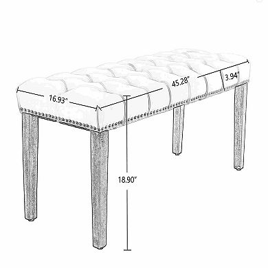 Heybly Velvet Tufted Upholstered Bench Ottoman for Entryway
