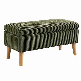 Heybly 32" Corduroy Storage Ottoman Bench with Flip Top, Wooden Legs, for Entryway or Bedroom