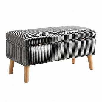 Heybly 32" Corduroy Storage Ottoman Bench with Flip Top, Wooden Legs, for Entryway or Bedroom