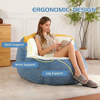 Heybly Oversized Bean Bag Chair with Shredded Foam Filling, No Assembly Required