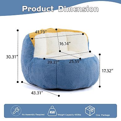 Heybly Oversized Bean Bag Chair with Shredded Foam Filling, No Assembly Required