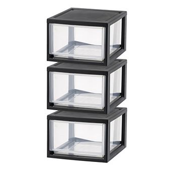 IRIS 14.5-qt Medium Plastic Stacking Drawer, Black
