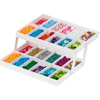 IRIS 2 tier Expandable Drawer Organizer with Dividers for Crafts, Bathroom, Jewelry & Office, White