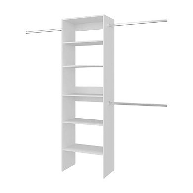 Hollis Modular Closet System with Open Shelves, Dual Hanging Rods and Vertical Storage Design