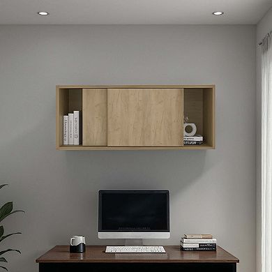 Slana Wall Cabinet, 2 Sliding doors, 1 Shelf, Natural Oak