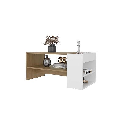Galatia Coffee Table, 1 Shelf, Natural Oak / White