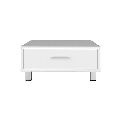 Athens Coffee Table, One Drawer, Four Legs, White