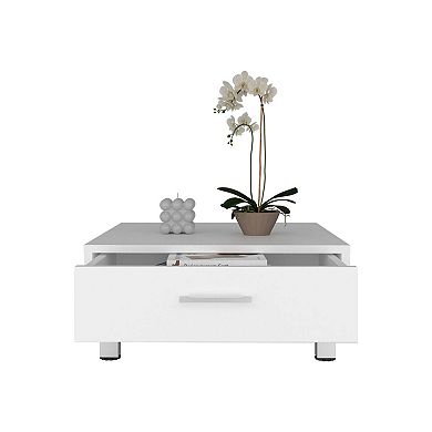 Athens Coffee Table, One Drawer, Four Legs, White