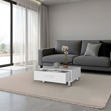 Athens Coffee Table, One Drawer, Four Legs, White