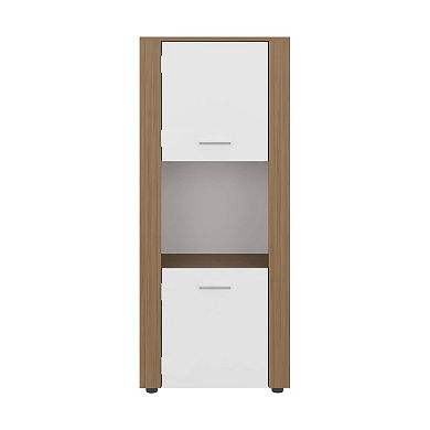 Hyder Bookcase with Upper and Lower Doors, Open Center Shelf and Vertical Design