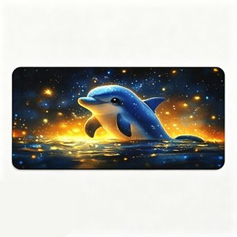 Starry Sky Dolphin Ocean Floor Mat Magical Underwater Scenery Rug