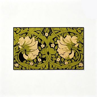 Retro Green Floral Pattern Floor Mat William Morris Style Decor Rug