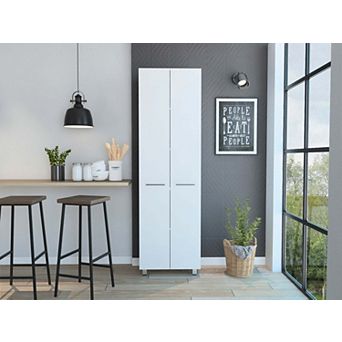 Pantry Cabinet with Five Interior Shelves, White