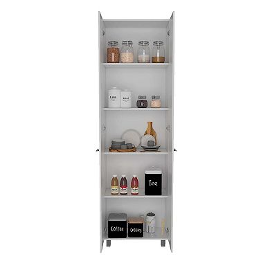 Pantry Cabinet with Five Interior Shelves, White