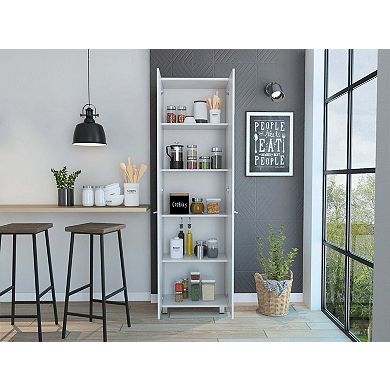 Pantry Cabinet with Five Interior Shelves, White