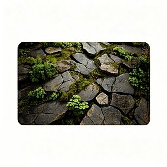 Stone Crack Moss Pattern Floor Mat Nature Style Anti Slip Doormat