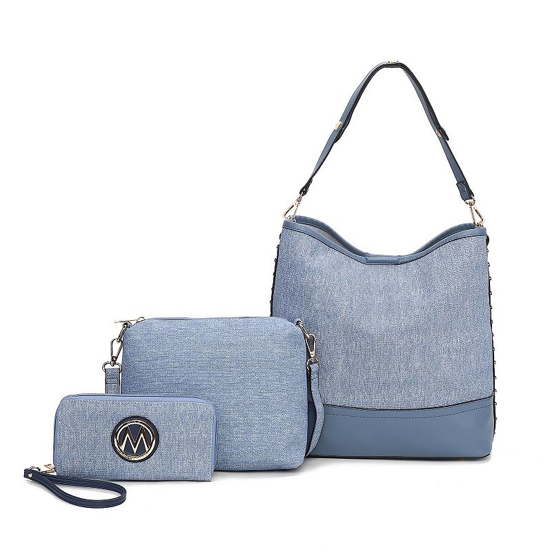 MKF Collection Wren Hobo Bag & Pouch With Wristlet Wallet, Blue Navy